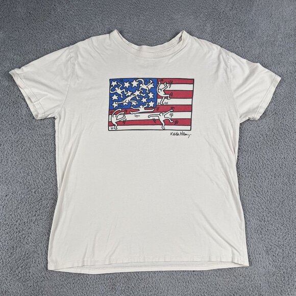Keith Haring Unisex American Flag Cream T-Shirt Sz XXL - Picture 1 of 5